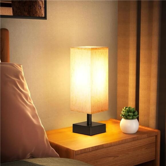 Small Table Lamp for Bedroom - Bedside Lamps for Nightstand, Minimalist Night - Picture 4 of 8